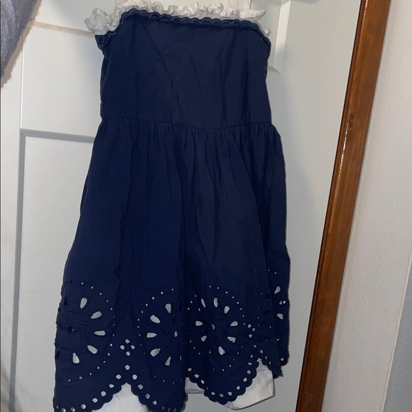Janie and Jack Navy Blue Eyelet Dress - Picture 2 of 7